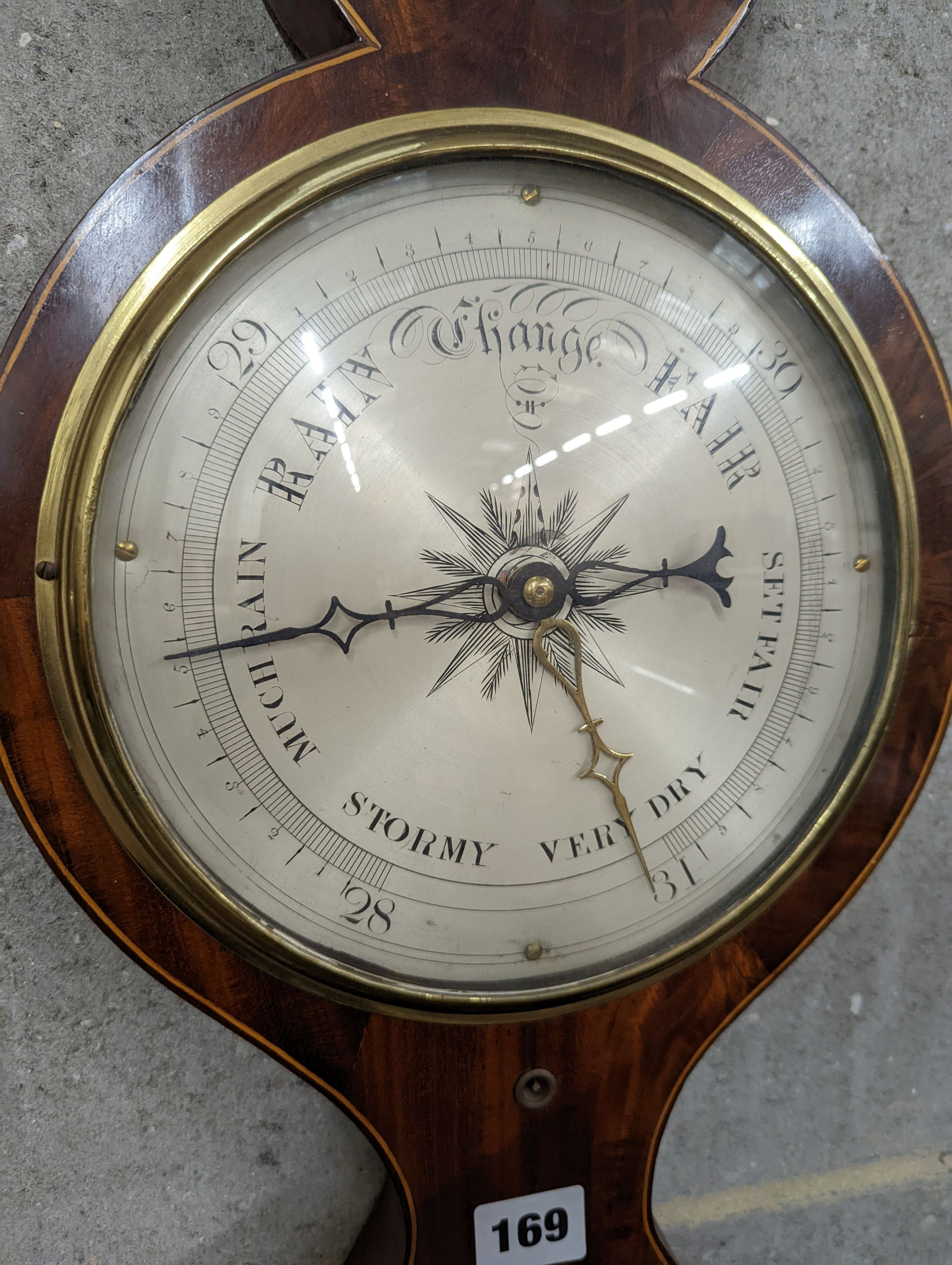 A George III mahogany wheel barometer, height 96cm